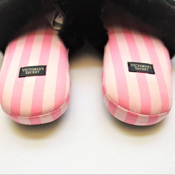 VICTORIA'S SECRET PINK STRIPE SLIPPERS  NWOT  5/6 - Picture 3 of 8